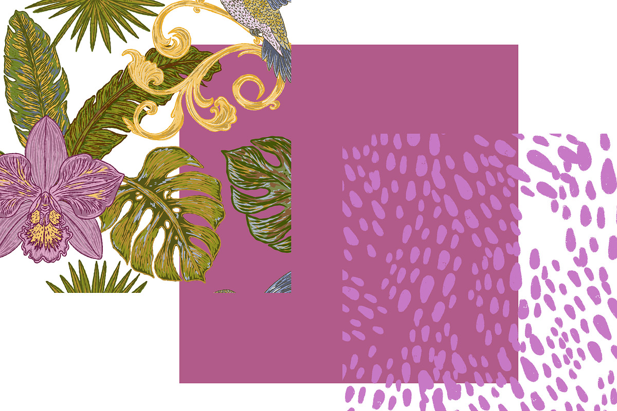 Tropical Hummingbird Orchid Botanica, a Pattern Graphic by NayaChu (Photo 8 of 9)