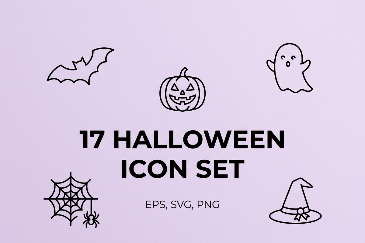 17 Minimalist Halloween Icon Set, an Outline Icon by adenpinkstore (Photo 1 of 11)