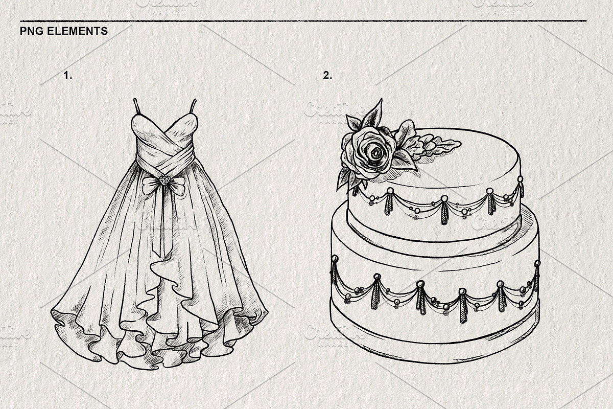Wedding Sketch Set PNG, a Decorative Illustration by LOKSKIH (Photo 3 of 9)