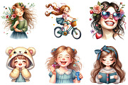 Cute Gril of Happy Face  Clipart, an Illustration by DreamArtGraphic (Thumbnail 7 of 7)