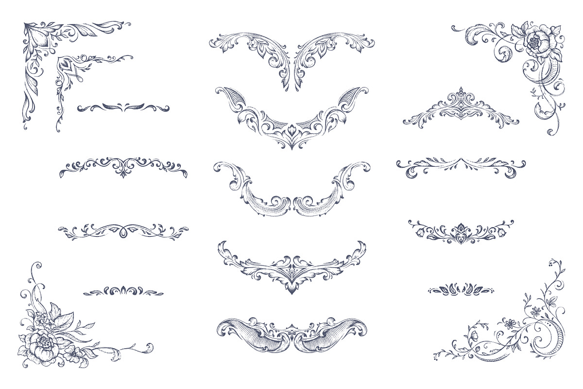 Vintage Vector Frames & Borders, a Decorative Illustration by Molly art (Photo 2 of 9)