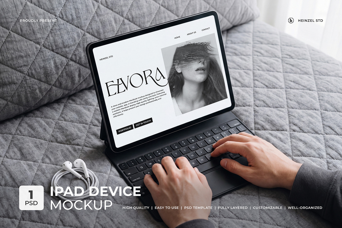 Elvora - iPad Device Mockup PSD #10, an iPad Mockup by Heinzel Std Mockup (Photo 1 of 5)