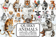 Quirky Animals Sublimation Clipart, an Illustration by Libby Wishes (Thumbnail 1 of 7)