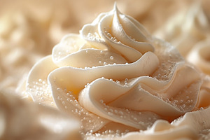 A close-up of elegant swirls of creamy frosting, showcasing intr, a Food & Drink Photo by ImageMir