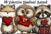 Valentine Woodland Animal Clipart, an Illustration by Sublimation Artist (Thumbnail 1 of 6)