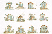 Beach Huts Summer Clipart, an Illustration by DreamArtGraphic (Thumbnail 3 of 8)