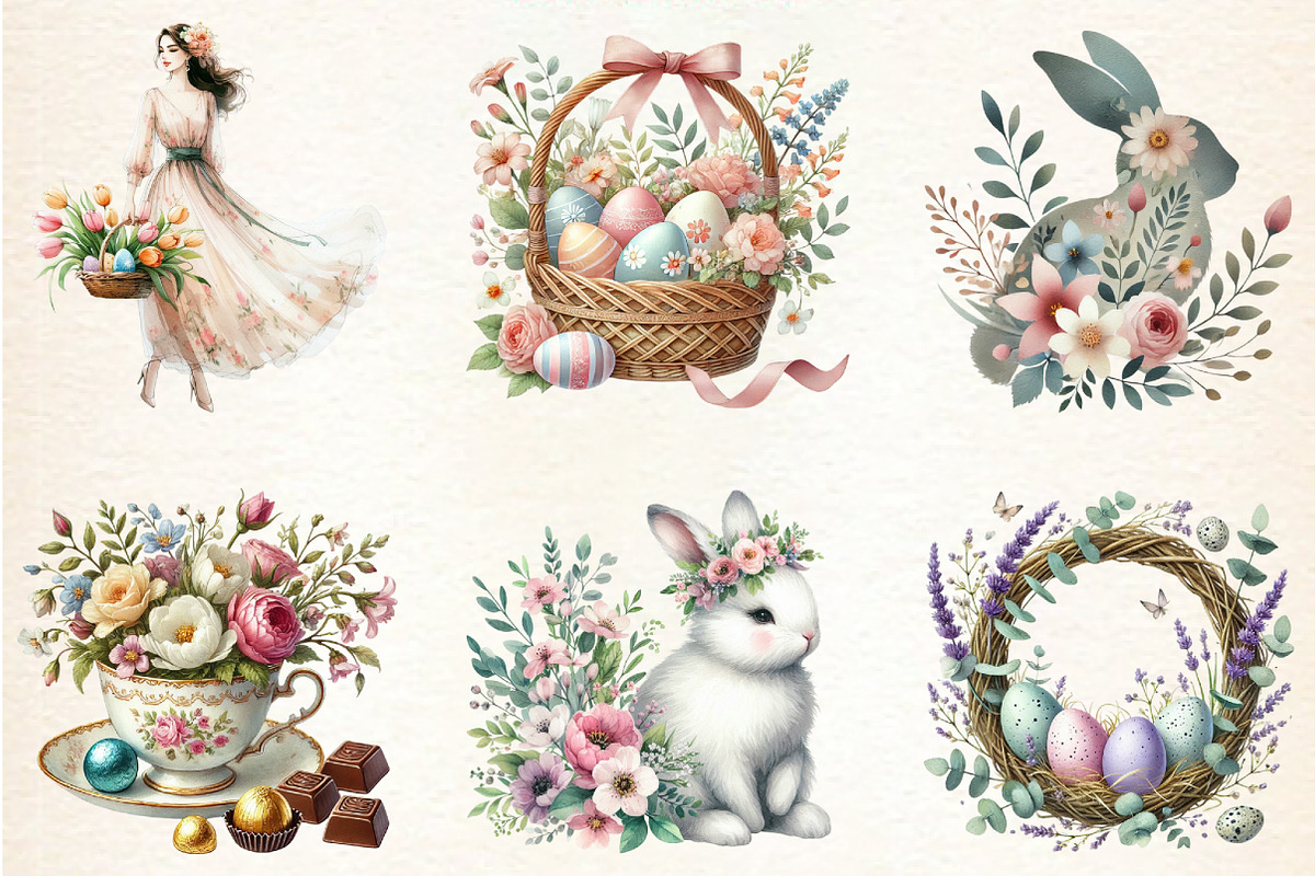 Aesthetic Easter Sublimation Clipart, an Illustration by DreamArtGraphic (Photo 2 of 4)