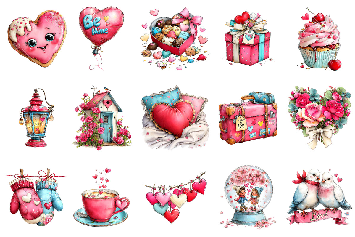 Whimsical Valentine Day Clipart, an Illustration by OK Design (Photo 3 of 6)