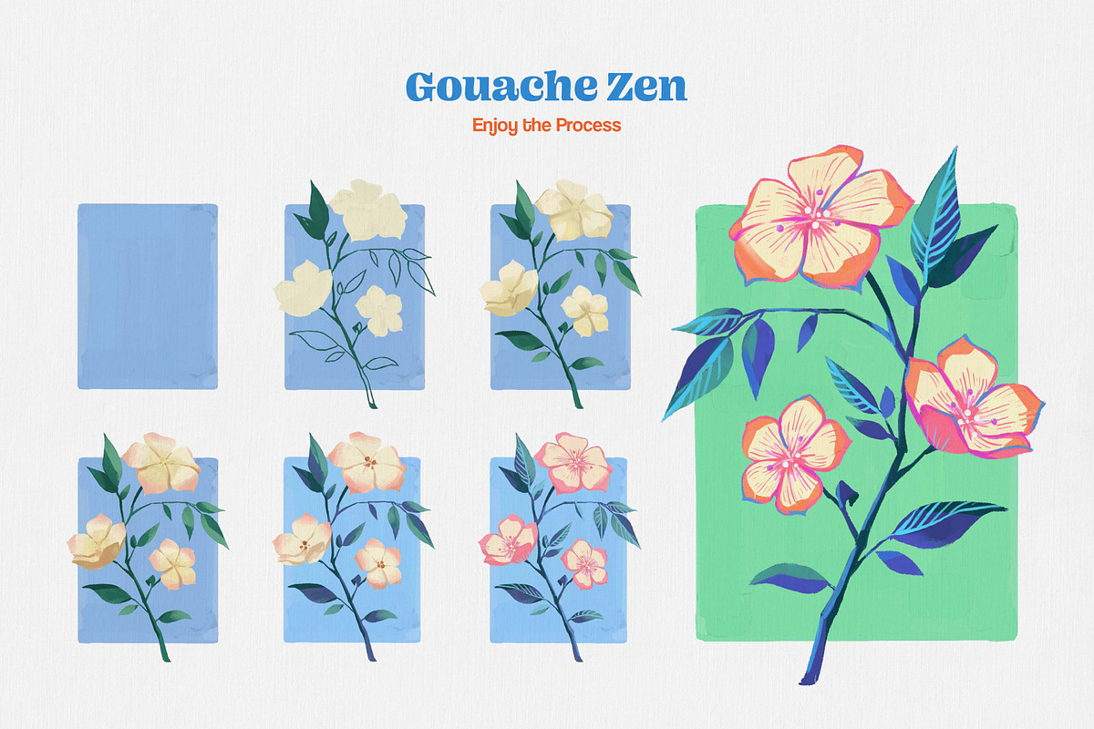 Gouache Zen Illustrator Brushes, a Brush Add-On by brushapes.com (Photo 3 of 10)