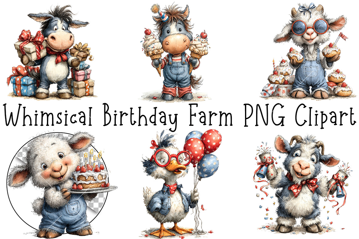 Whimsical Birthday Farm PNG Clipart, an Illustration by OK Design (Photo 2 of 6)