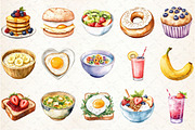 Watercolor Breakfast Clipart, an Illustration by Rose Art (Thumbnail 2 of 4)