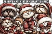 Festive Cat Winter Clipart, an Illustration by Libby Wishes (Thumbnail 1 of 8)