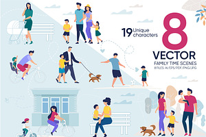 Family Time Vector Scenes, a Landing Page Template by Tera Vector