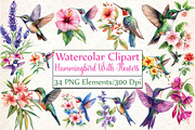Hummingbird With Flowers Sublimation, an Illustration by DreamCafeArt (Thumbnail 1 of 5)