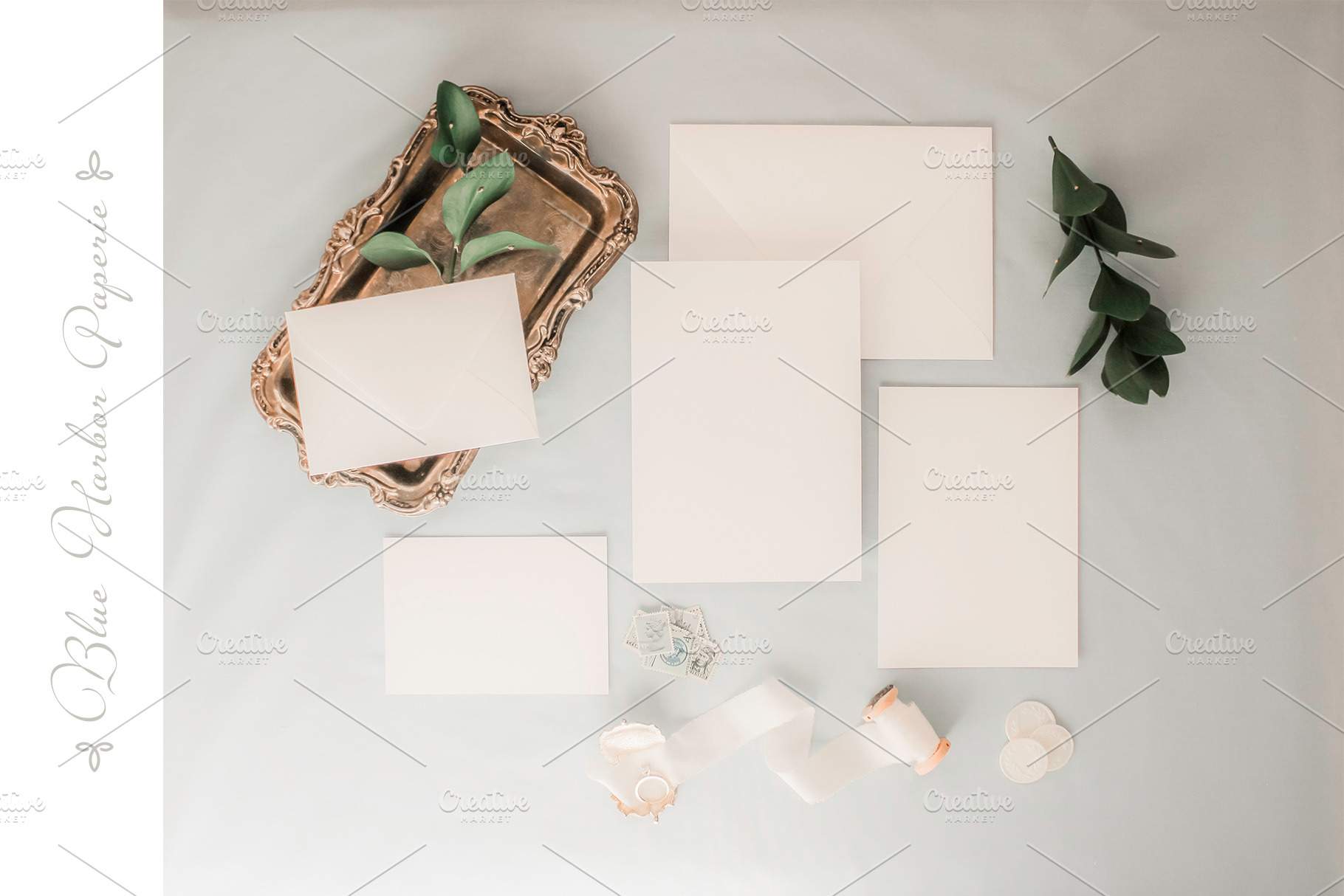 Pale Blue Wedding Suite Mockup, a Photo by BlueHarborPaperie