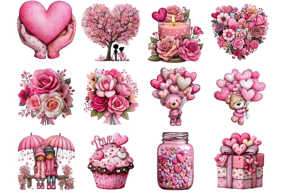 Watercolor Valentine's Day Clipart, an Illustration by DreamCafeArt (Photo 3 of 6)