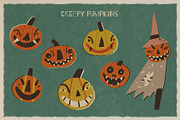 Retro Halloween clipart set, a Seasonal Illustration by Paper Cherry (Thumbnail 2 of 27)