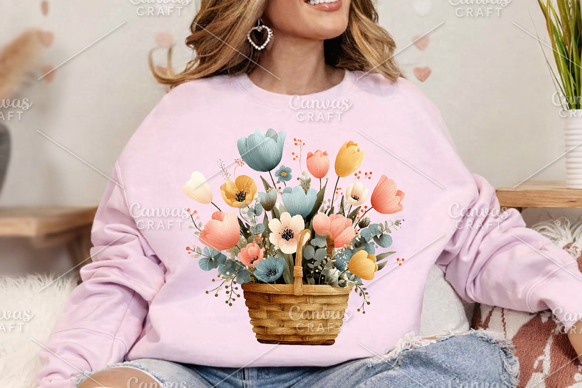 Watercolor Spring Flowers Basket PNG, an Illustration by Canvas Craft (Photo 4 of 7)