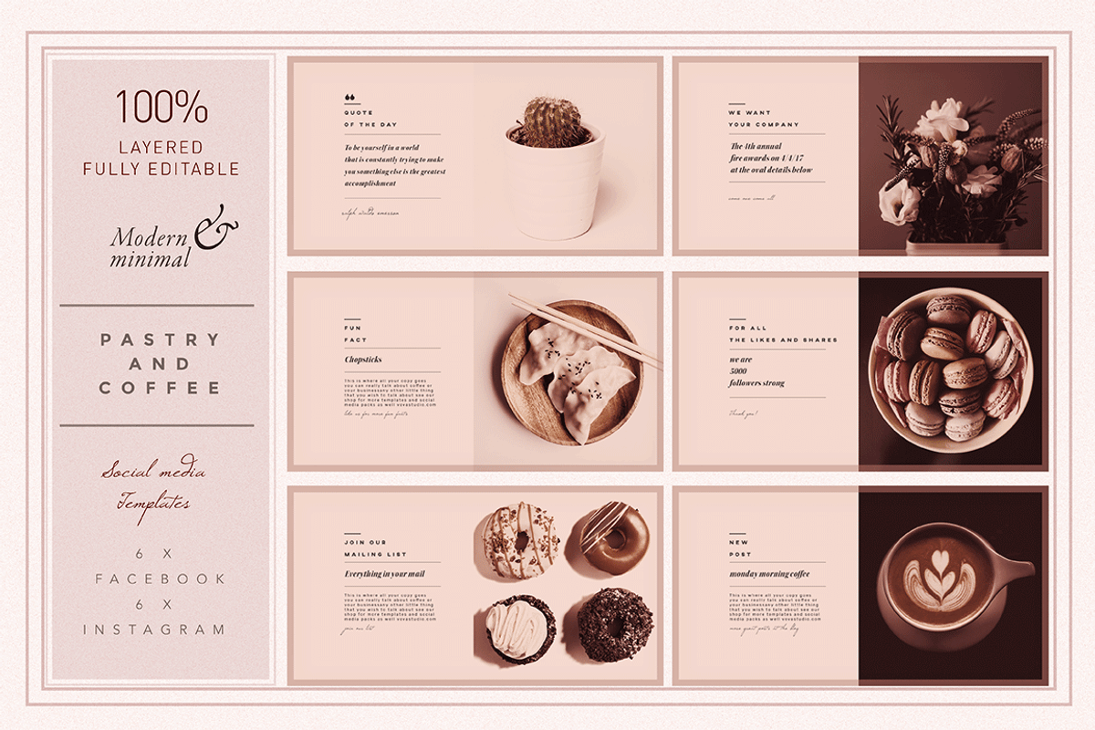 PASTRY & COFFEE Socialmedia Template, a Social Media Template by Vova (Photo 1 of 10)