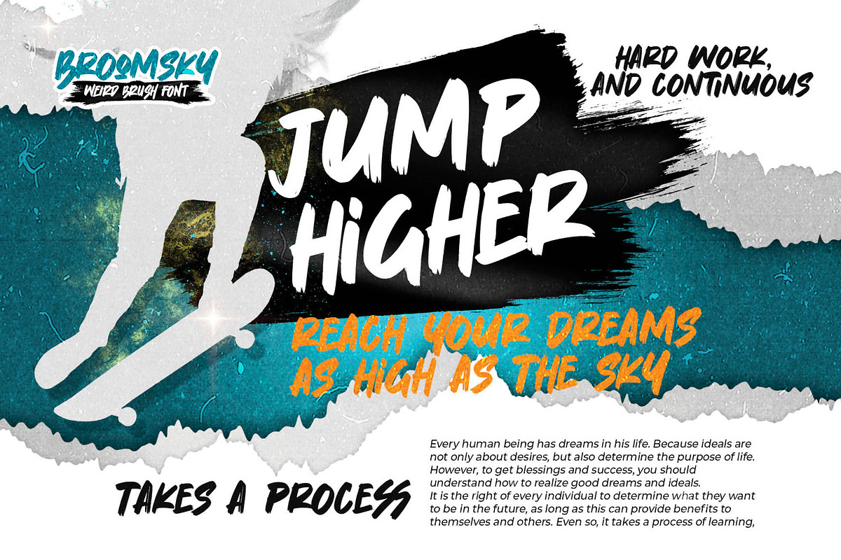 Broomsky – Weird Brush Font, a Handwritten Font by Almarkhatype (Photo 2 of 8)