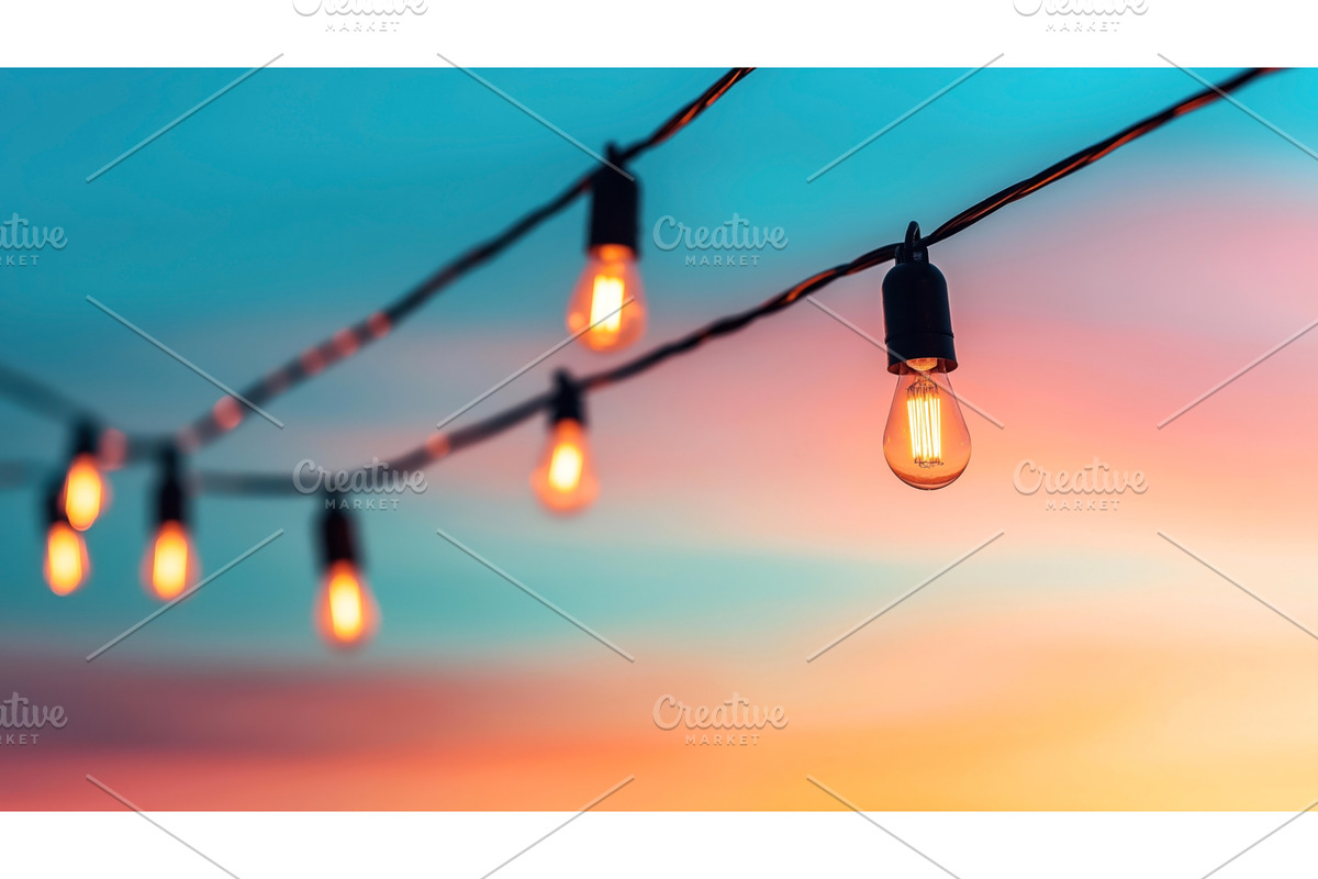 String of glowing incandescent bulbs, an Illustration by Sergey Kotenev