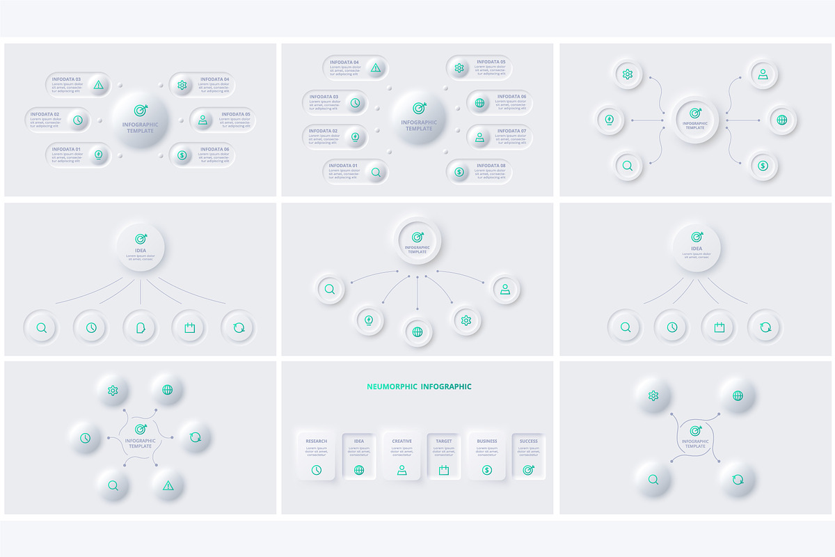 Set Neumorphic Animated Template, a Presentation Template by Infographics project (Photo 7 of 13)