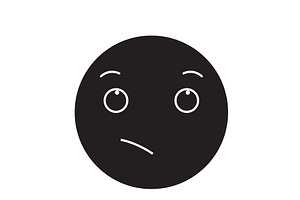 Wistful Emoji Black Vector Concept