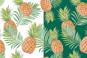 Watercolor Tropical Patterns.