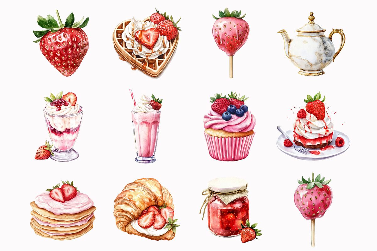 Watercolor Strawberry Delight Clipar, a Seasonal Illustration by Design Market (Photo 2 of 4)