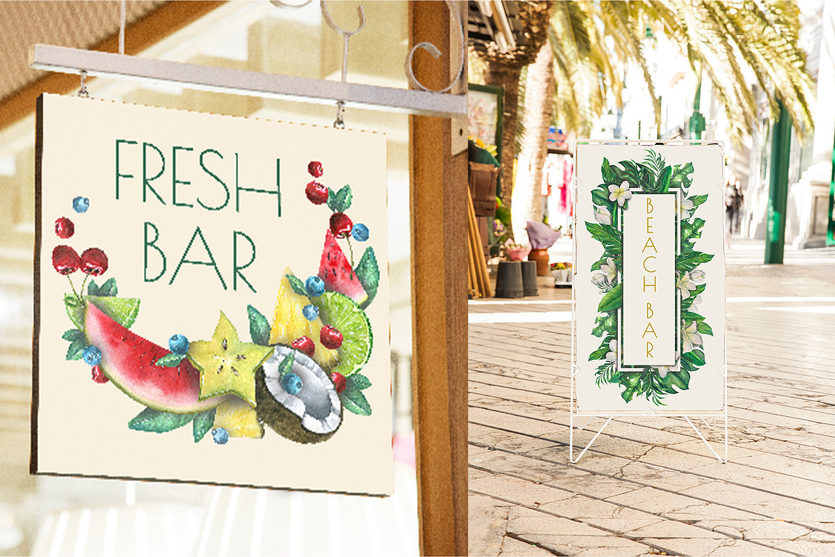 Tropical Bar Frames & Templates Set, an Illustration by NATASHA CHU (Photo 6 of 11)