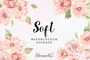 Watercolour Flower Pink Clipart Set, a Decorative Illustration by Bloomella (Thumbnail 1 of 7)