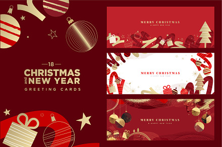 Christmas and New Year Cards Set