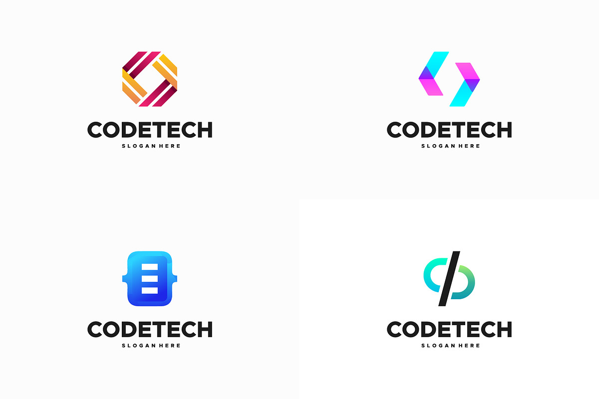 Set of Modern Coding logo designs, a Branding & Logo Template by Lucky Creative (Photo 5 of 5)