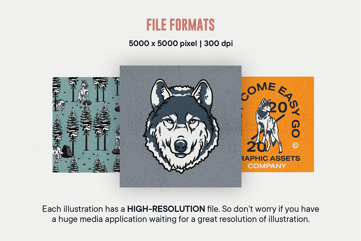 Vintage Wolf Illustrations, an Animal Illustration by ARQAM Studio (Photo 4 of 9)