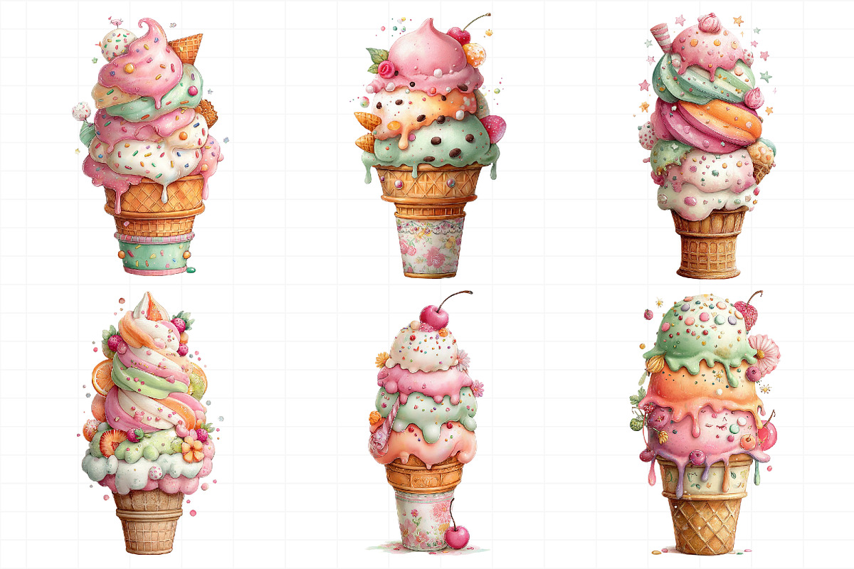 Whimsical Summer Ice-Cream Clipart, an Illustration by Daily.Designs (Photo 5 of 6)