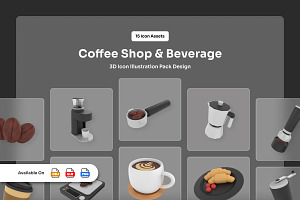 Coffee Shop & Beverage 3D Icon Pack, a Work Illustration by twinstd