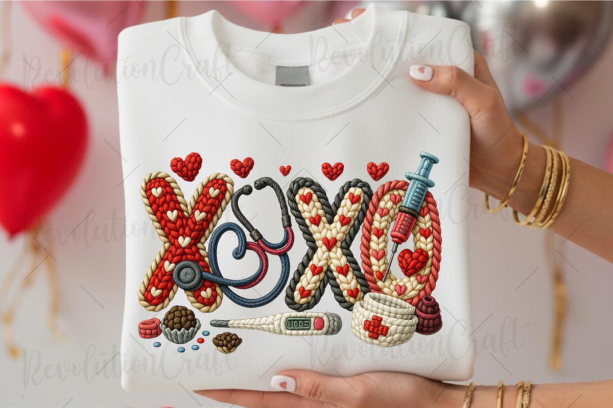 Faux Crochet Valentine XOXO Nurse Pn, an Illustration by OK Design (Photo 1 of 6)