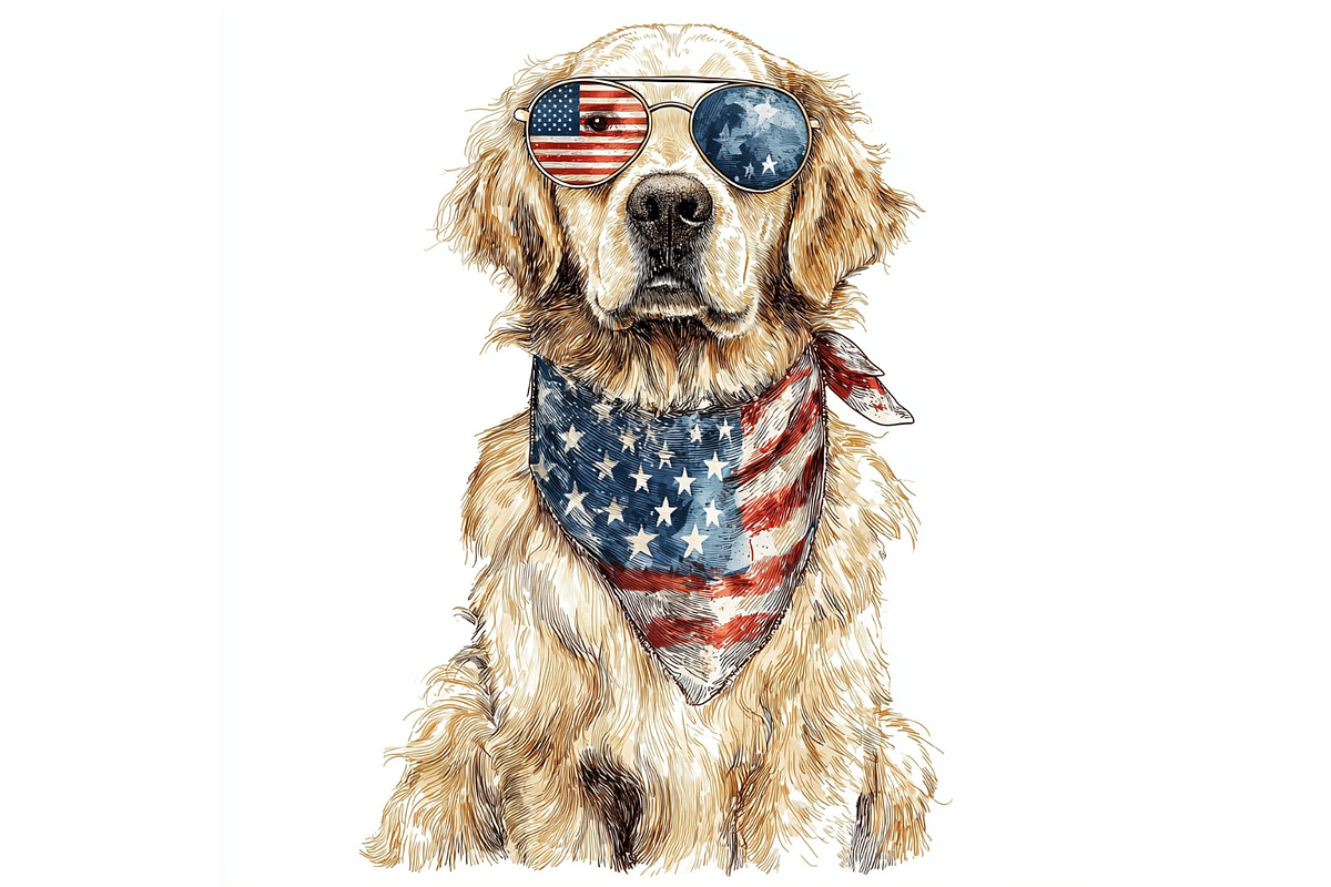 Prompt Patriotic DOG Clipart, a Decorative Illustration by Creative design (Photo 3 of 7)