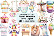 Pastel Summer Circus Clipart, an Illustration by Craft Nest (Thumbnail 1 of 5)