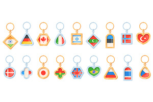Travel keychains. Keyrings with, an Illustration by Stock-Smart-Start