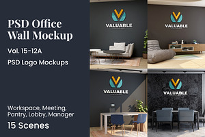 PSD Office Scene Modern Wall Mockup, a Product Mockup by Ayy