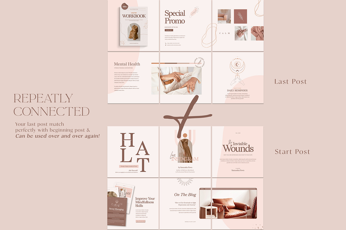 Instagram Puzzle Wellness CANVA | PS, a Social Media Template by Eviory (Photo 3 of 18)