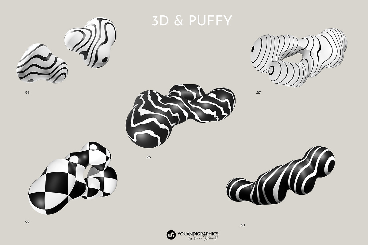 Puffy Abstract 3D Graphics Shapes, an Object Graphic by Youandigraphics (Photo 14 of 15)