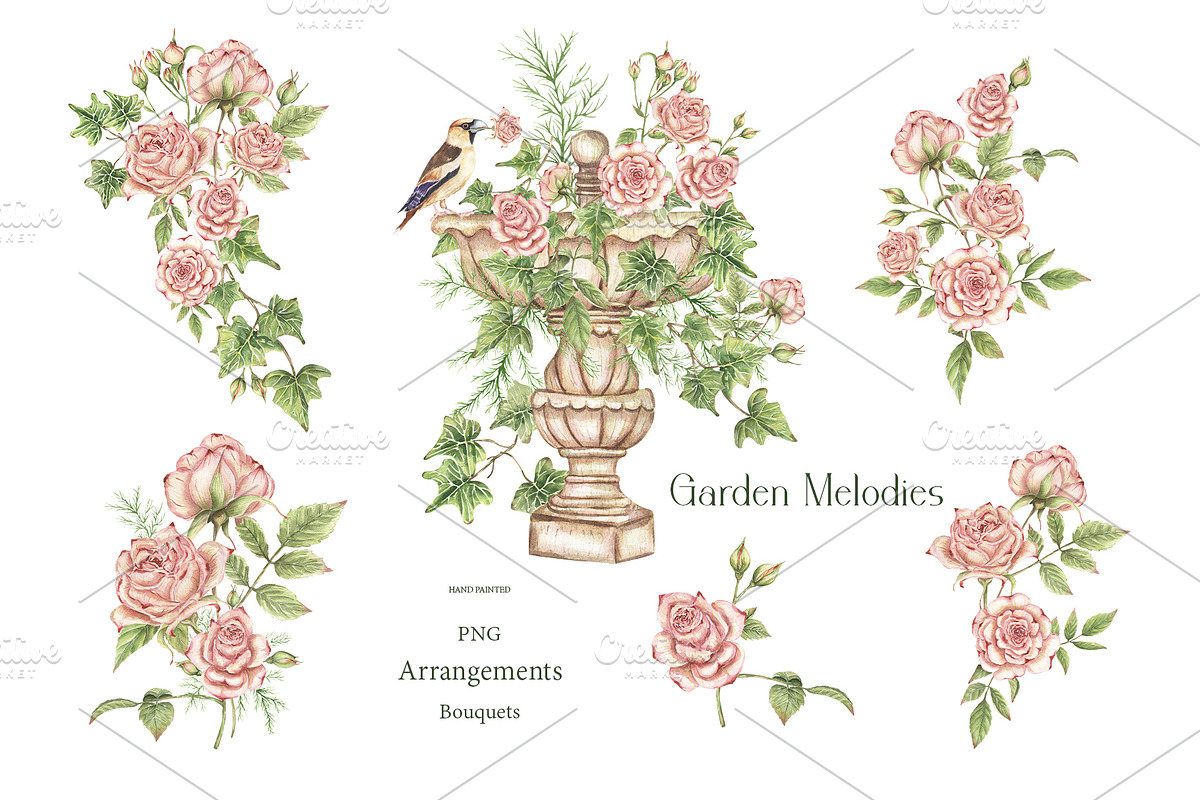 Watercolor Garden Melodies, a Decorative Illustration by MayaNavits (Photo 4 of 10)