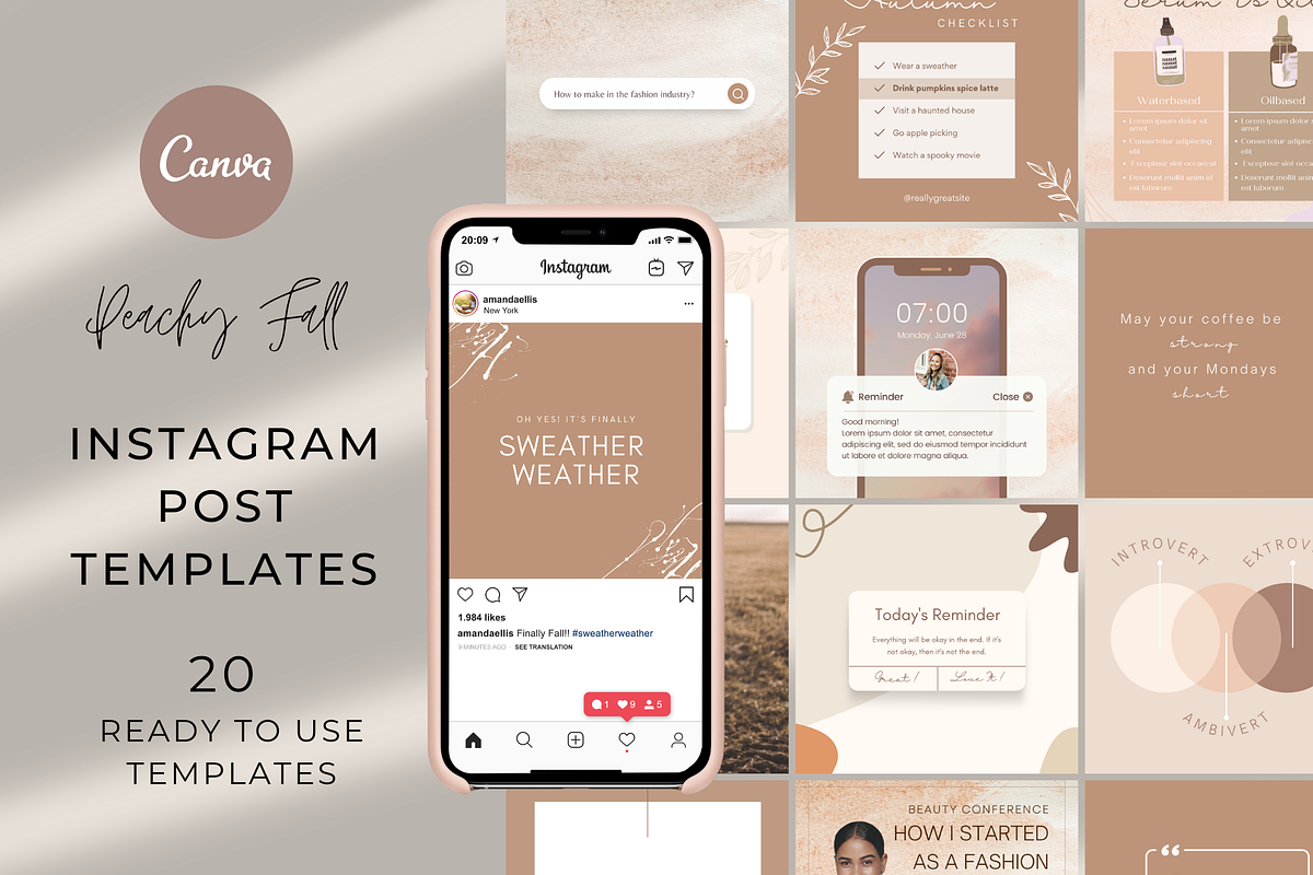 Autumn Instagram Post Template, a Social Media Template by Tegefeldt Design (Photo 1 of 6)