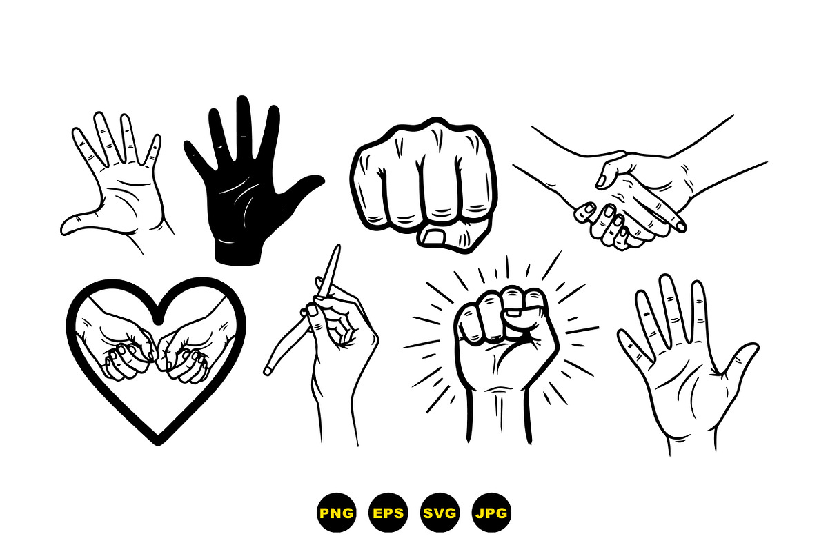 Hand Gesture Vector Clipart Set, an Illustration by designvectx (Photo 3 of 3)