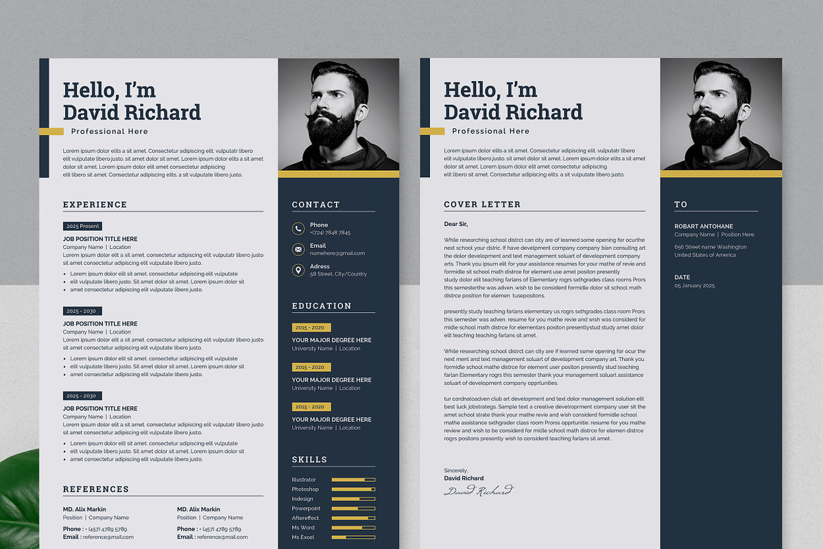 Modern Resume/CV Template, a Resume Template by Proper_media (Photo 2 of 5)