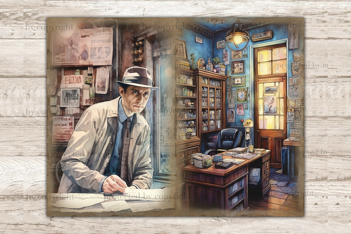Detective Junk Journal Paper, a Person Illustration by GlamArtZhanna (Photo 6 of 9)