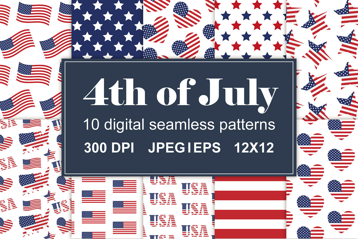 American USA flag patterns set, a Pattern Graphic by Swetsol (Photo 1 of 9)