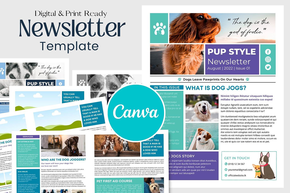 Canva newsletter template for pet dogs